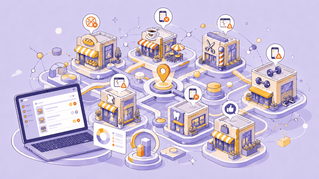 Computer program generating website development leads from local business data.